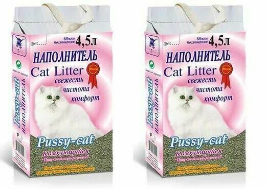 Pussy-cat Наполнитель для кошачьего туалета, Комкующийся, "Прасковейский розовый", 4,5л, 2 уп - фотография № 1
