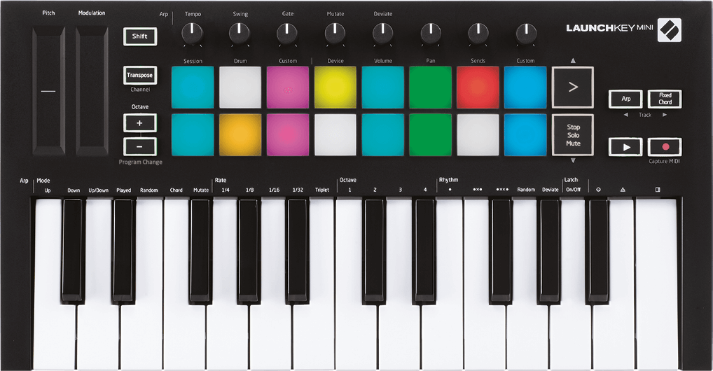 NOVATION LaunchKey Mini MK3 контроллер, 25 клавиш, 16 полноцветных чувствительных...