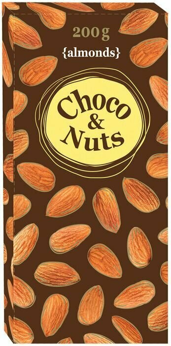 Шоколад CHOCO &NUTS молочный с цельным миндалем, 200 г * 2 шт.