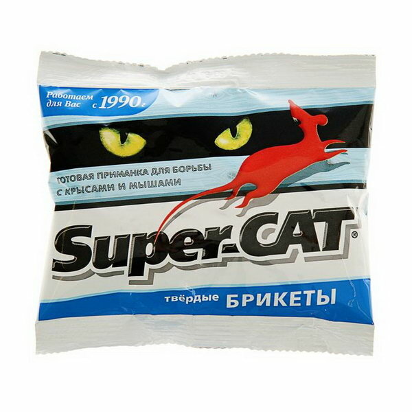 Твердые брикеты от грызунов "SuperCАТ", пакет, 48 г, 4 шт.