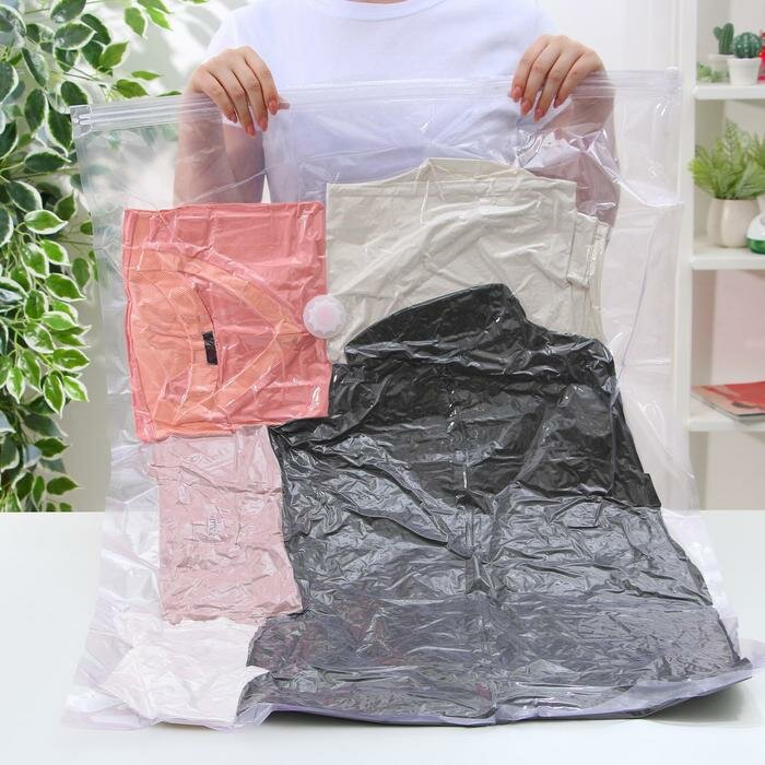 Вакуумный пакет для хранения одежды «Лаванда», 70×100 см, ароматизированный, прозрачный - фотография № 2