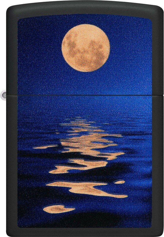 Зажигалка ZIPPO Moon Sunset с покрытием Black Light, латунь/сталь, чёрная, матовая, 38x13x57 мм - фотография № 2