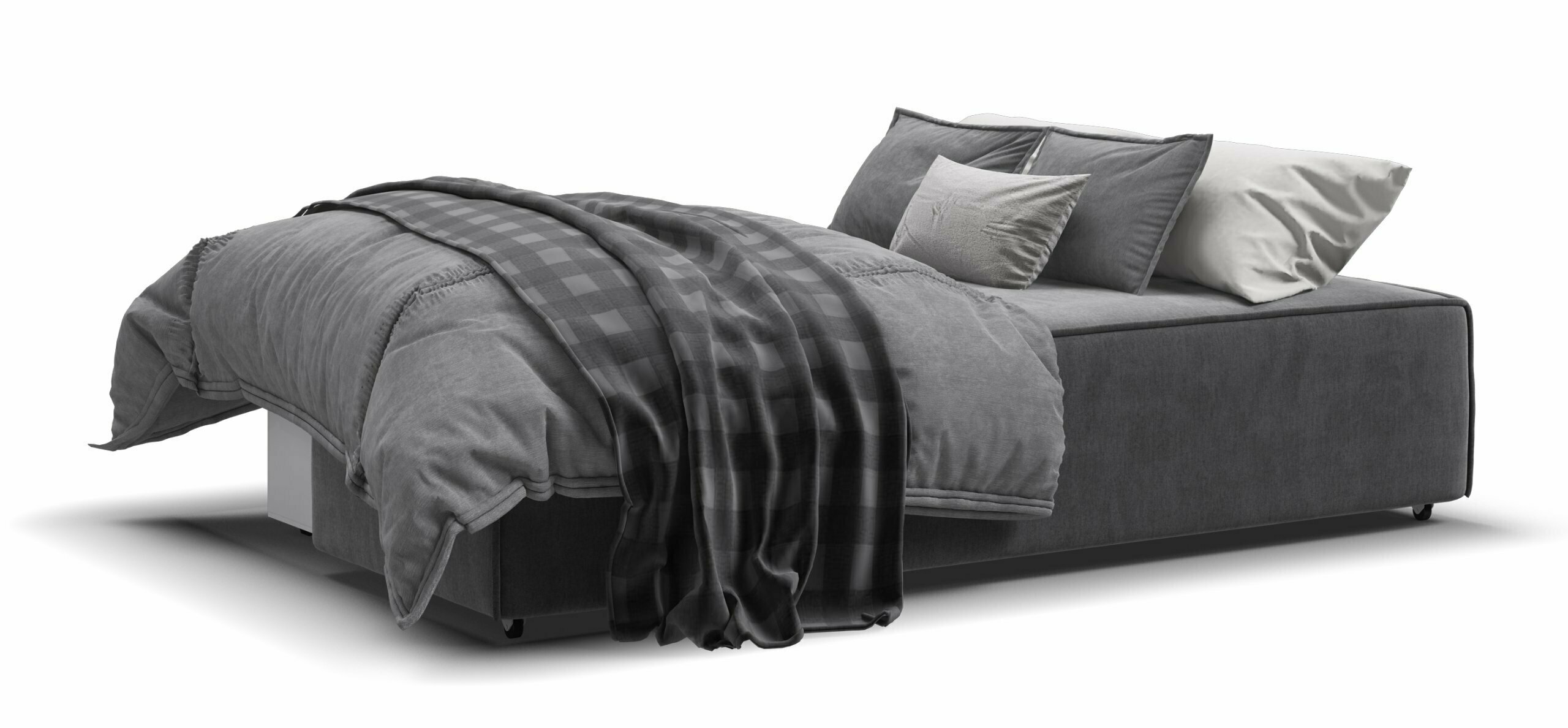 Диван-кровать Оскар Mini с ящиком для хранения, еврокнижка, велюр Monolit серый, 203х100х91 см - фотография № 6