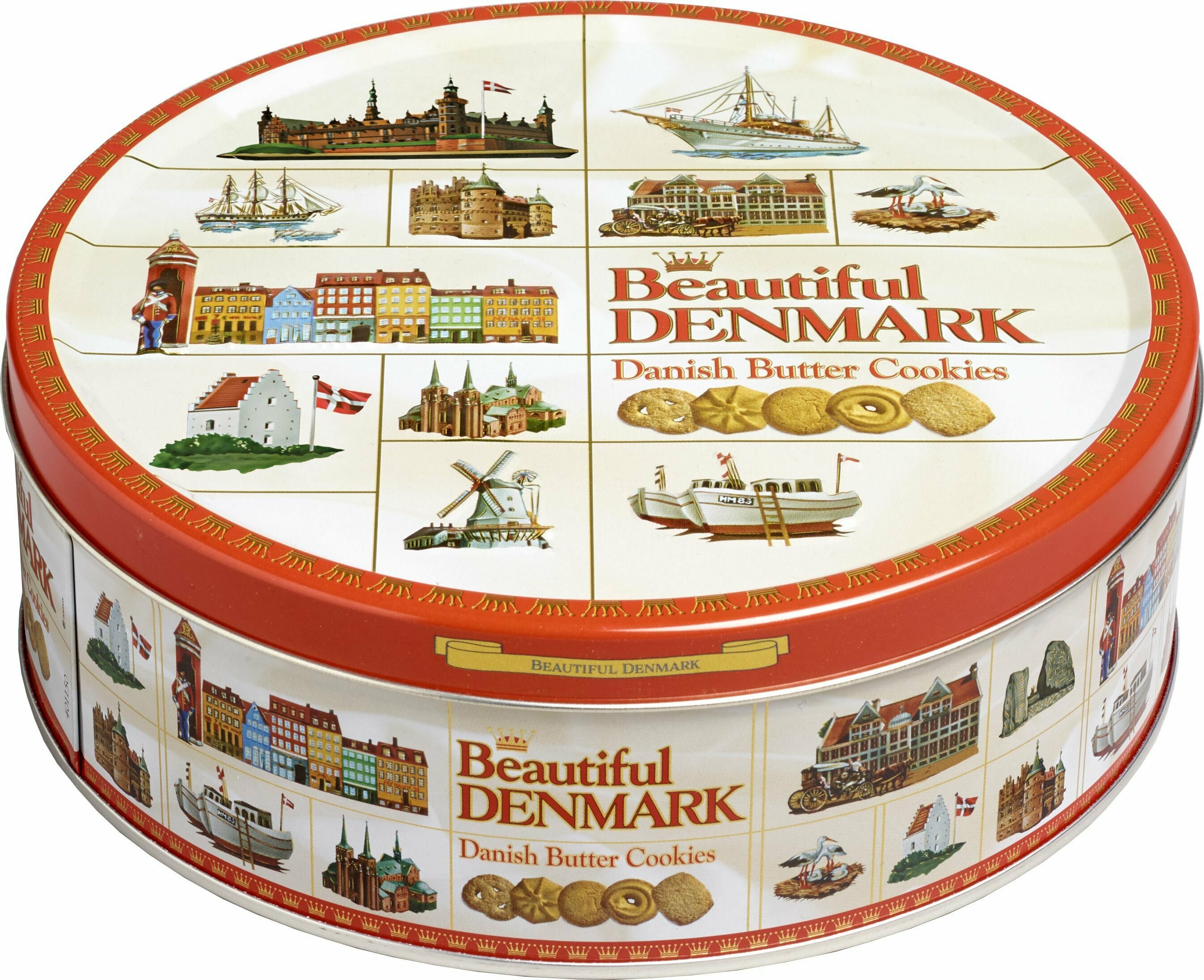 Сдобное печенье в яркой жестяной банке "Прекрасная Дания", 400 гр. Jacobsens (Дания)