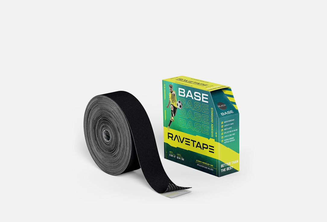 Кинезиотейп RaveTape, BASE 5X32 (BLACK) 1шт