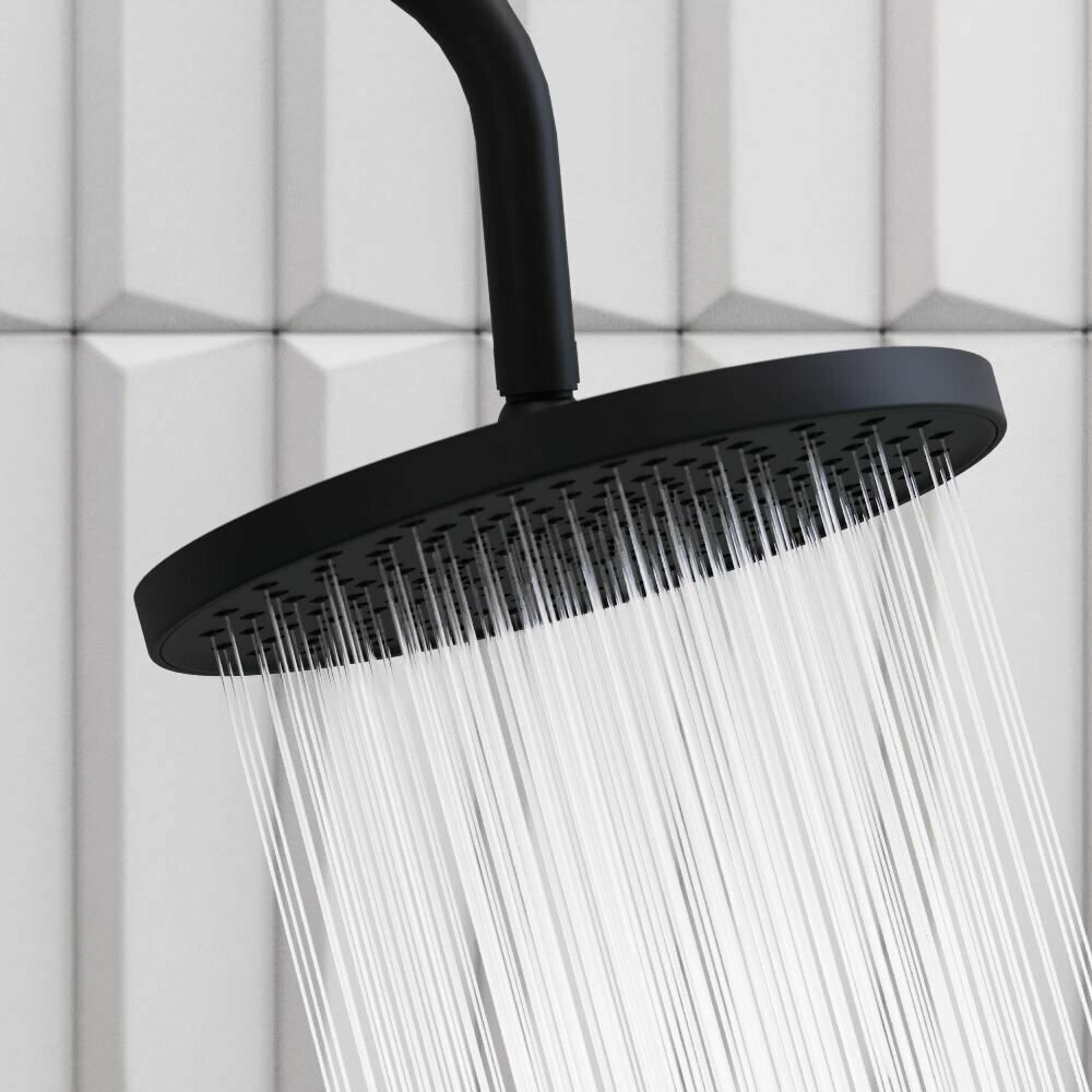 Тропический душ Damixa Apollo 947050300 черный, круглый 236 мм, лейка для душа, легкая очистка форсунок Rub&Clean, покрытие High Gloss, - фотография № 1