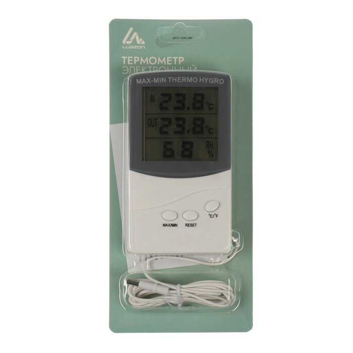 Термометр Luazon LTR-07, электронный, 2 датчика температуры, датчик влажности, белый - фотография № 8