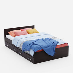 Кровать Пора Спать Амелина с ящиками и основанием ДСП, Венге, спальное место: 200х90 см, габариты: 204х99 см