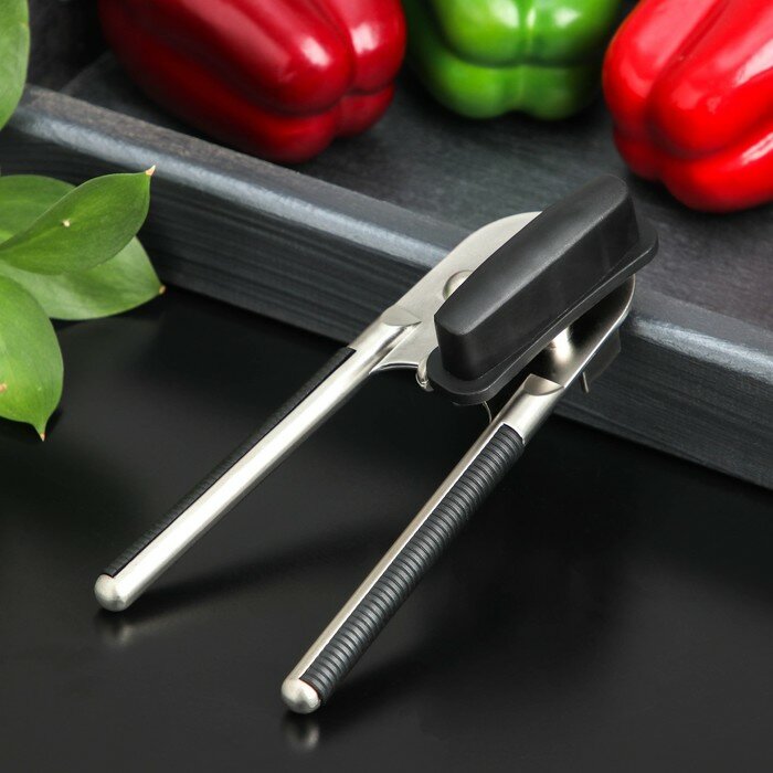 Доляна Нож консервный Доляна «Велес», 17×5,5×5,3 см, алюминий, цвет чёрный