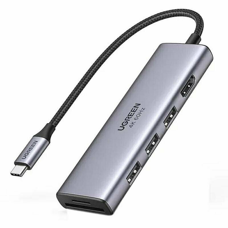 Разветвитель USB Ugreen CM511 (60383) USB-C. серый космос, 1796203