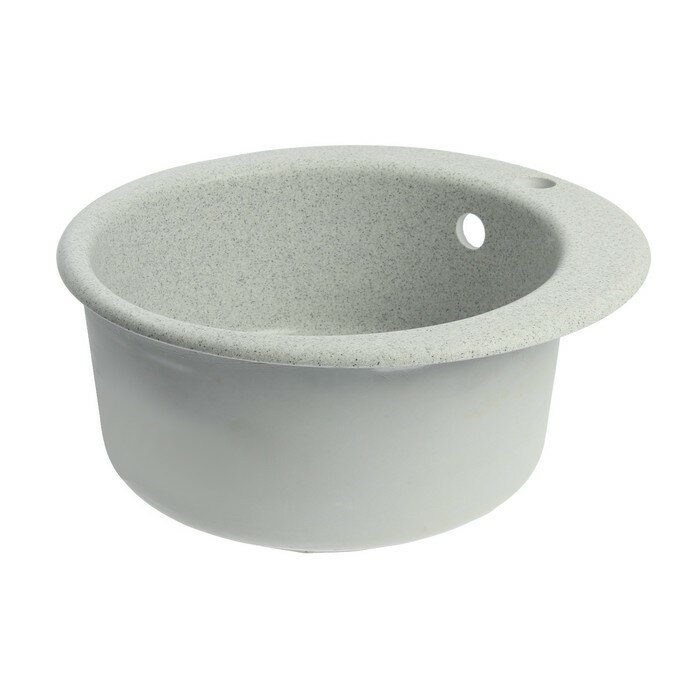 Мойка для кухни из камня ZEIN 50/Q10, d=467 мм, круглая, перелив, цвет светло-серый - фотография № 2