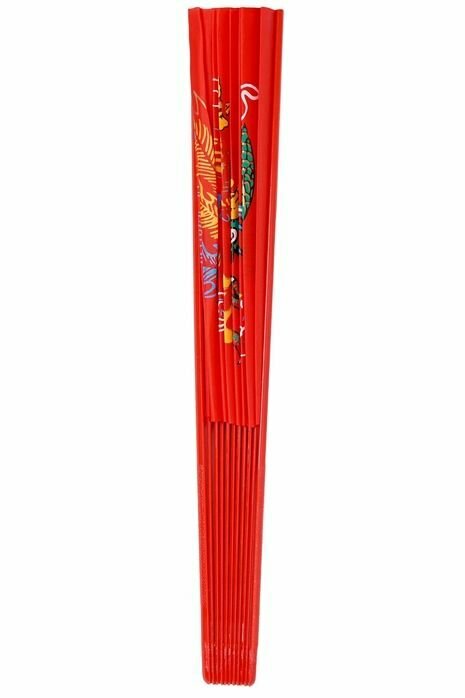Веер складной ручной/ красный цвет, 62 см/для танцев/ веер китайский японский с рисунком дракона - фотография № 2
