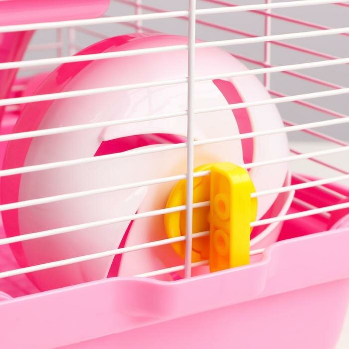 Клетка для грызунов укомплектованная, 27 х 19 х 28 см, розовая - фотография № 9