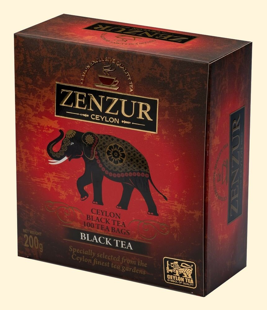 Черный чай Zenzur 200г (100 пакетиков) про-во Шри Ланка