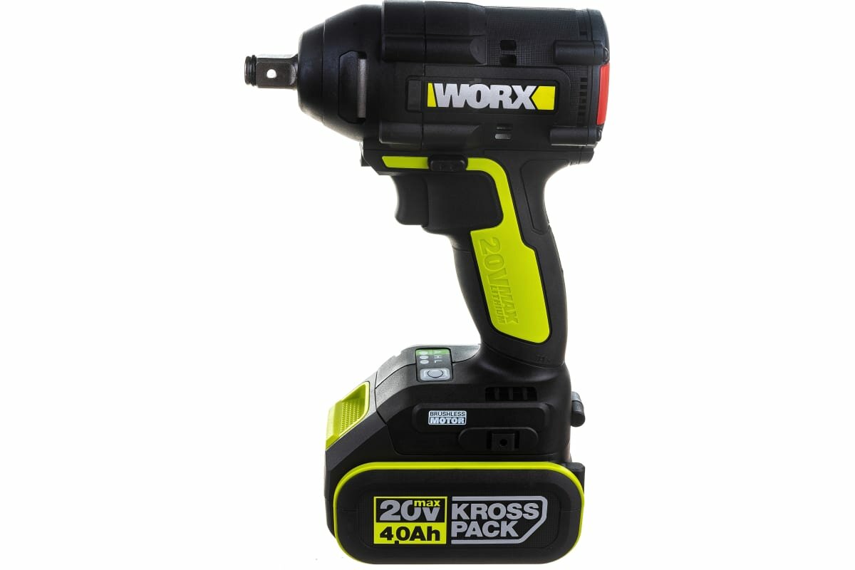 Аккумуляторный ударный бесщеточный гайковерт WORX Professional WU279.1 20В, 360Нм, 4Ач х2, ЗУ 6А, сумка WU279.1 - фотография № 2