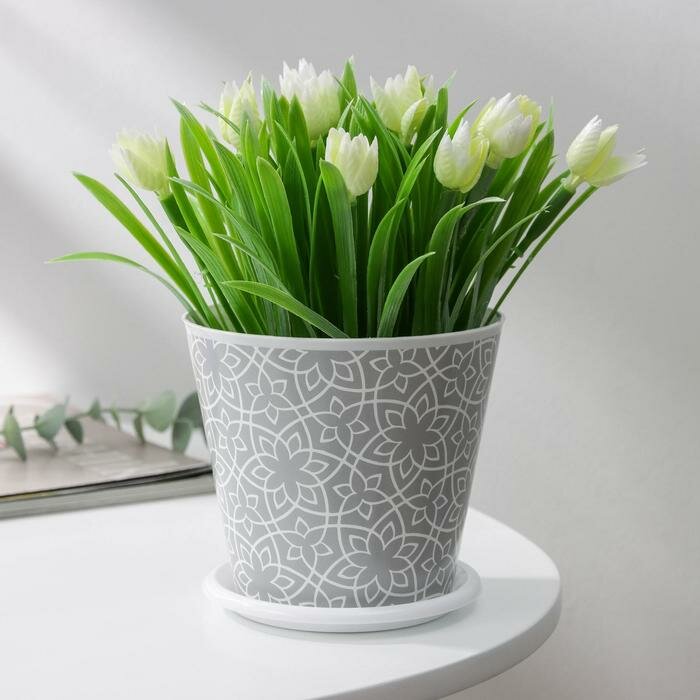 фото Горшок для цветов Доляна «Кракле», 800 мл, цвет серый