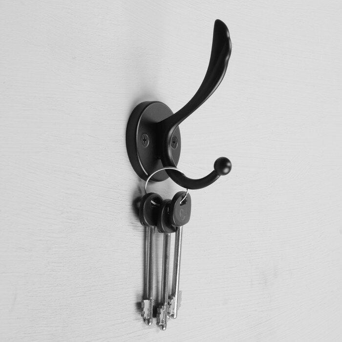 Крючок мебельный CAPPIO WING, двухрожковый, цвет черный - фотография № 2