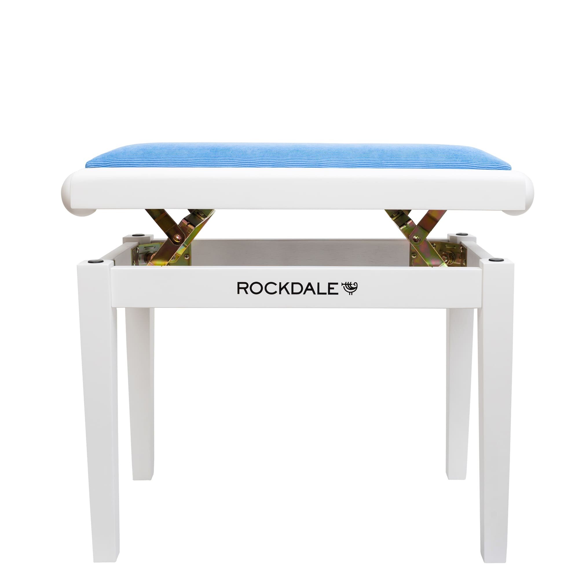 ROCKDALE RHAPSODY 131 SV WHITE BLUE деревянная банкетка с регулировкой высоты,цвет корпуса бел, сиденье вельвет в рубчик голуб. - фотография № 6