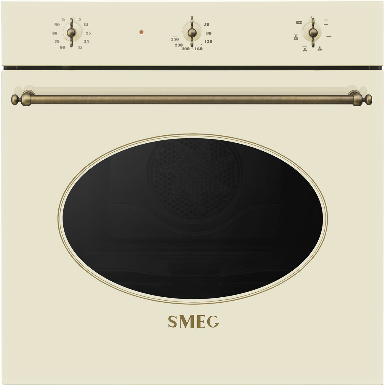 Smeg Встраиваемая электрическая духовка SMEG/ Coloniale, Многофункциональный духовой шкаф, 60 см, 6 функций, кремовый , фурнитура латунная