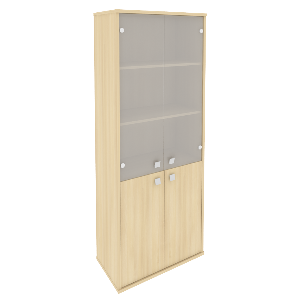 Шкаф для документов высокий широкий (2 низкие двери ЛДСП, 2 средние двери стекло) Style Riva Л. СТ-1.2 Акация Лорка 778х410х1980