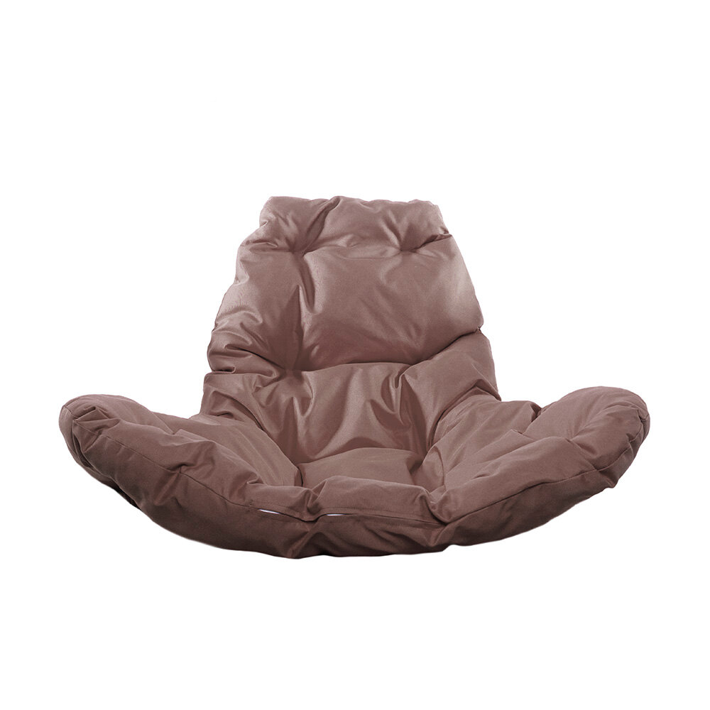 Подвесное кресло из ротанга "Капля Люкс" серое с коричневой подушкой M-Group - фотография № 4