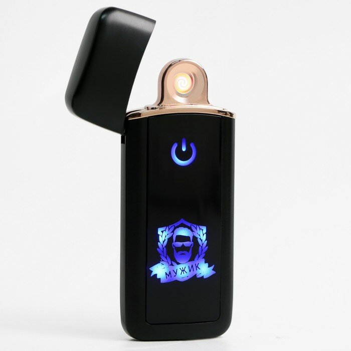Зажигалка электронная "Мужик", USB, спираль, 3 х 7.3 см, черная - фотография № 1