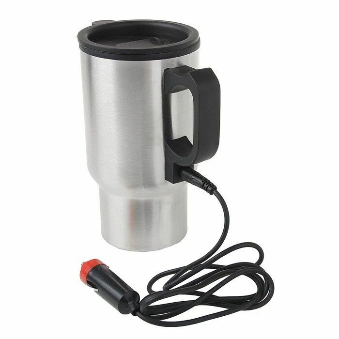Автомобильная термокружка / автокружка (внутри пластик) с подогревом от прикуривателя 450 мл