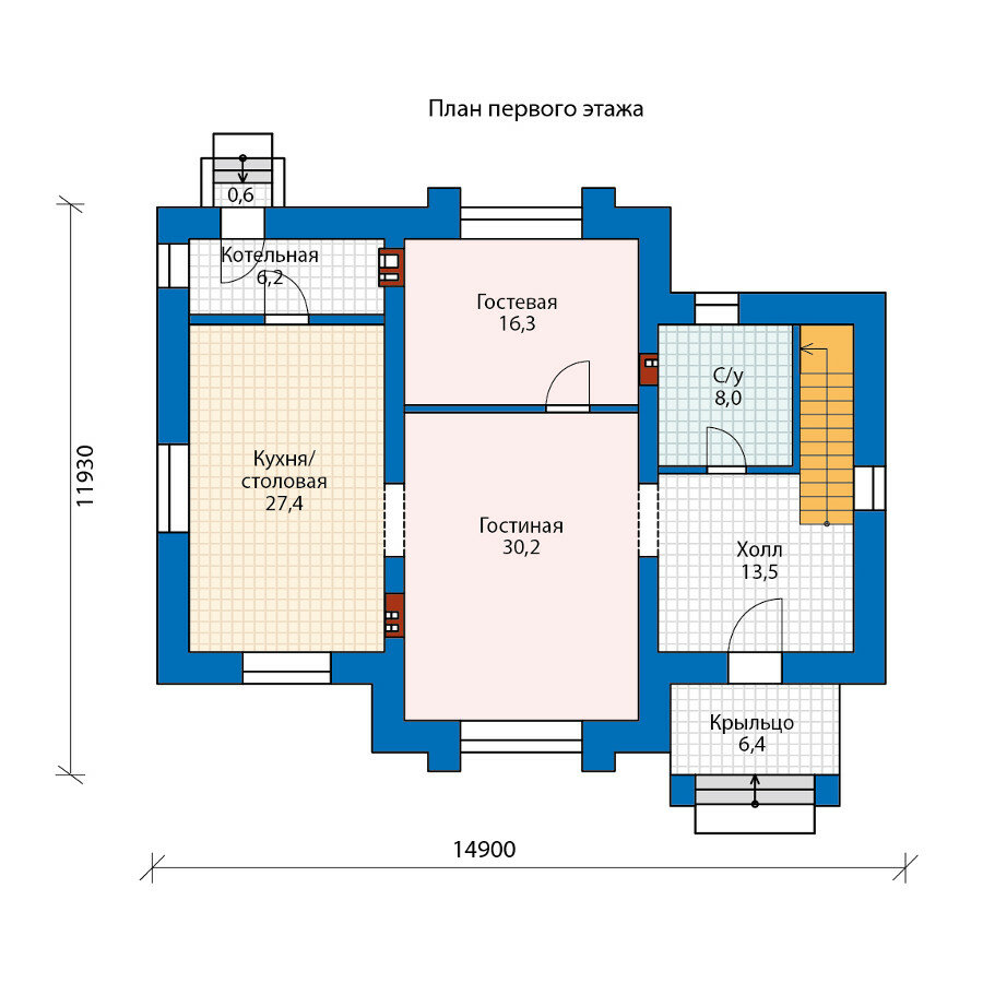 45-64HGL-Catalog-Plans - Проект двухэтажного дома из газобетона - фотография № 2