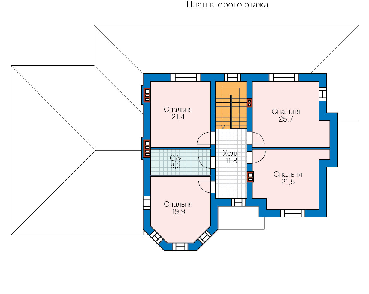 48-29C-Catalog-Plans - Проект двухэтажного кирпичного дома с террасой - фотография № 3