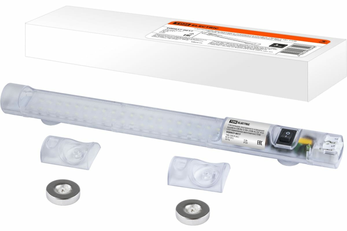 Светильник внутреннего освещения шкафов СВОШ-3 5Вт 230В AC/DC IP20 LED (крепление винт/магнит) TDM SQ0837-0017, цена за 1 штуку