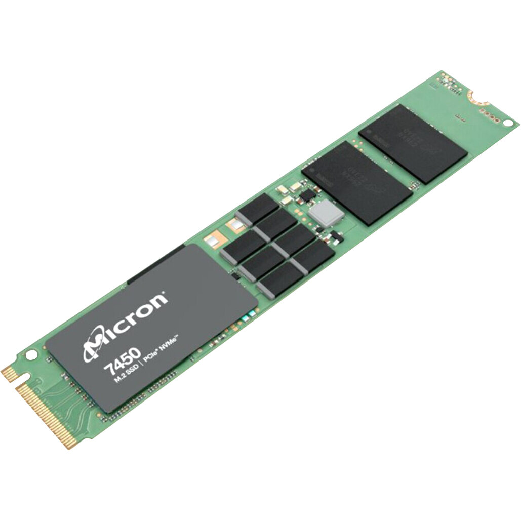 Crucial Серверные твердотельные накопители Micron SSD 7450 PRO, 1920GB, M.2(22x110mm), NVMe, PCIe 4.0 x4, 3D TLC, R/W 5000/2400MB/s, IOPs 735 000/120 000, TBW 3650, DWPD 1 (12 мес.)