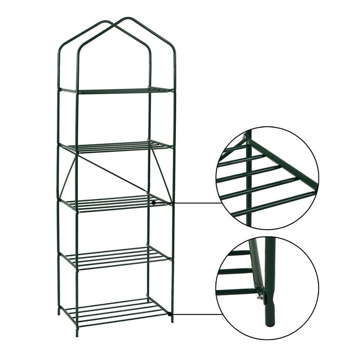 Весна Стеллаж для рассады, 5 полок, 190 × 65 × 40 см, металлический каркас d = 10 мм, без чехла, разборный - фотография № 3