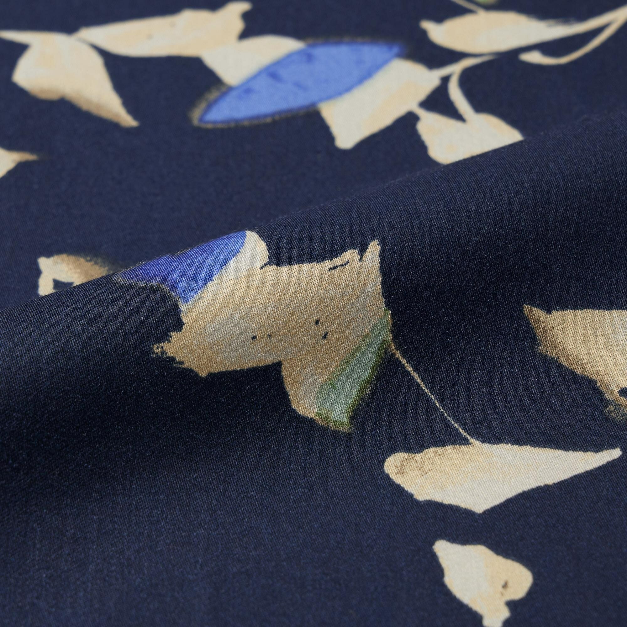 Узорчатая атласная пижама с длинными рукавами, темно-синий, S - фотография № 10