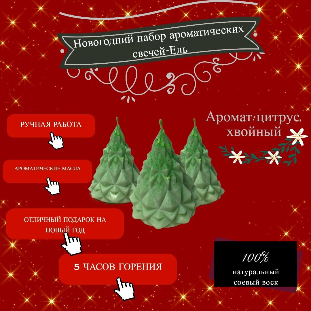 фото Новогодний набор ароматические соевые свечи-Ель