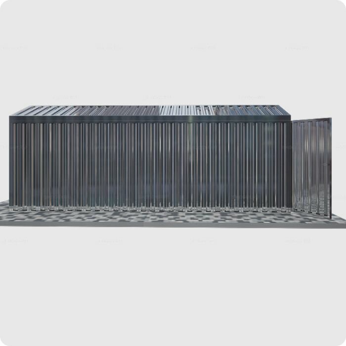 Гараж металлический SKOGGY 6м,с двухскатной крышей, торцевой дверью и полом - фотография № 8
