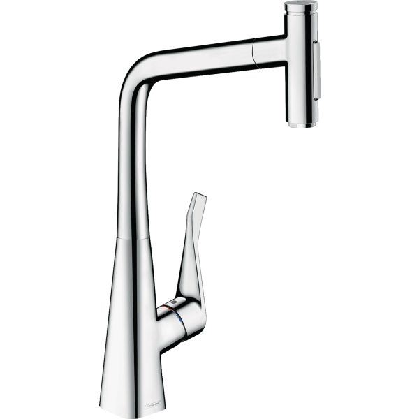 Кухонный смеситель Hansgrohe Metris Select M71 однорычажный, 320, с вытяжным душем, 2jet, sBox, хром 73816000