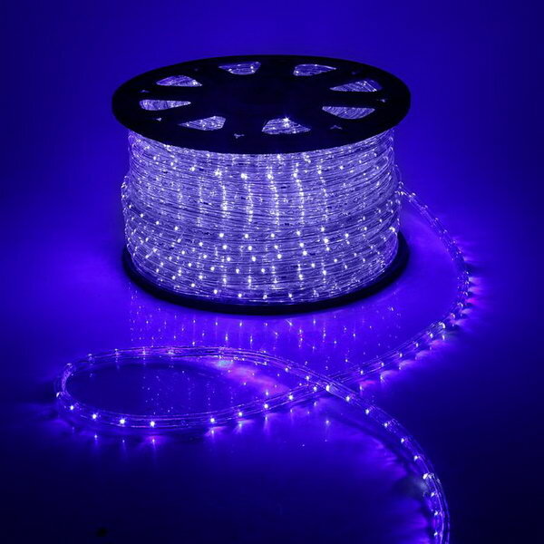 LED шнур Luazon Lighting 13 мм круг 100 м 6 мерц 2W-LED/м-36-220V набор для подключения синий-белый (2311303)