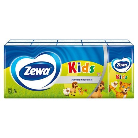 Платочки бумажные носовые Zewa Kids 3 слоя, 10 x 10 шт - фотография № 2