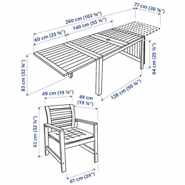 Комплект садовой мебели икеа эпларо стол и 4 кресла , коричневая морилка. - фотография № 4