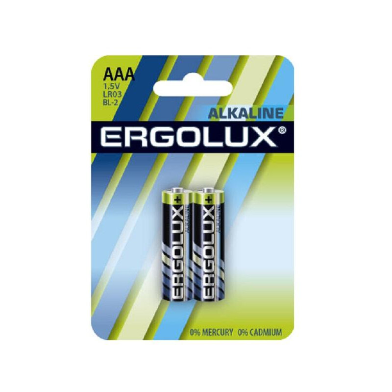 AAA Батарейка ERGOLUX Alkaline LR03 BL-2, 2 шт. 1250мAч - фото №1