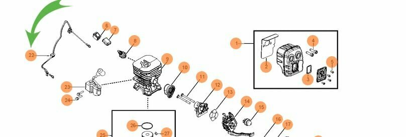 фото Провода в сборе с выключателем ветродуйки Husqvarna/Jonsered 5451082-01/5451082-02