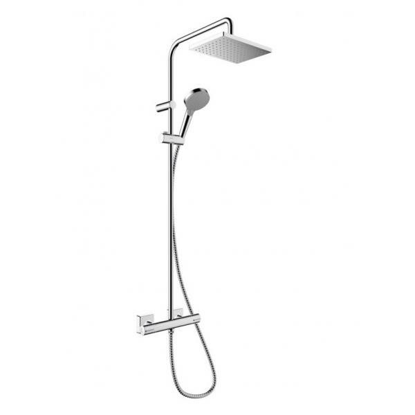 Душевая система Showerpipe 230 1jet с термостатом Hansgrohe Vernis Shape 26286000, хром