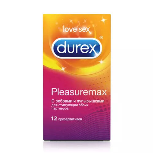 Durex Pleasuremax презервативы с ребрами и пупырышками 12 шт.