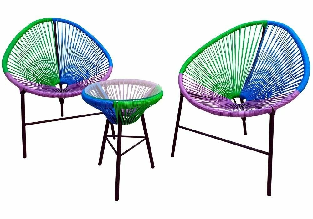 Набор мебели Мебельторг Акапулько Каркас черный/Ротанг синий фиолетовый зеленый