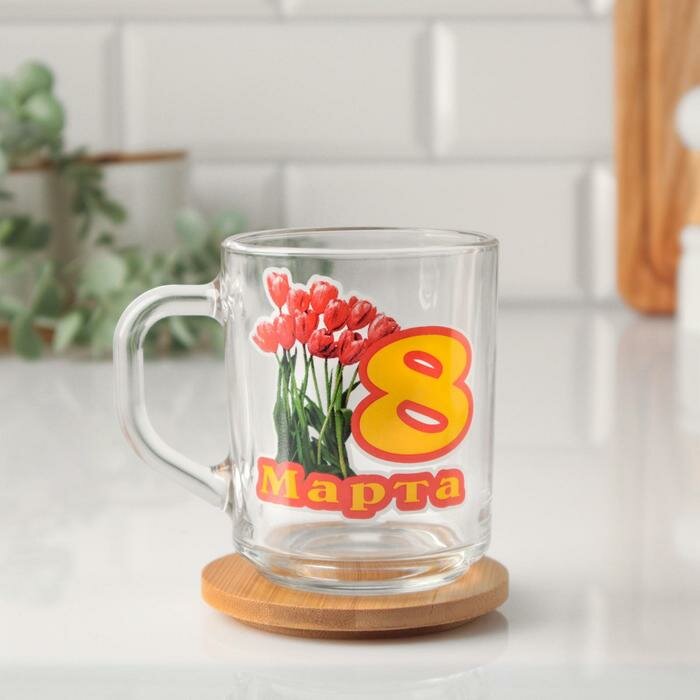 фото Кружка "8 Марта" красные тюльпаны, 200 мл микс