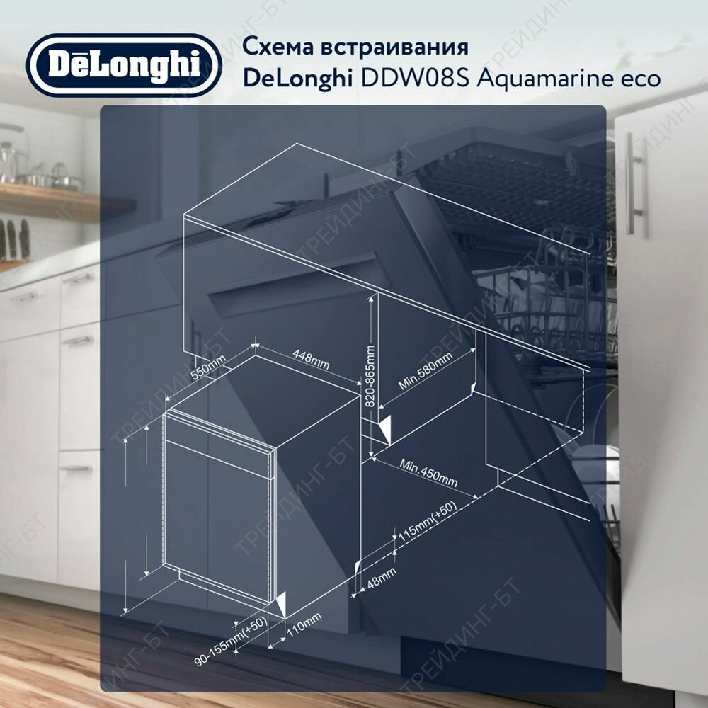 Посудомоечная машина DeLonghi DDW08S Aquamarine eco, 10 комплектов, 7 программ - фото №9