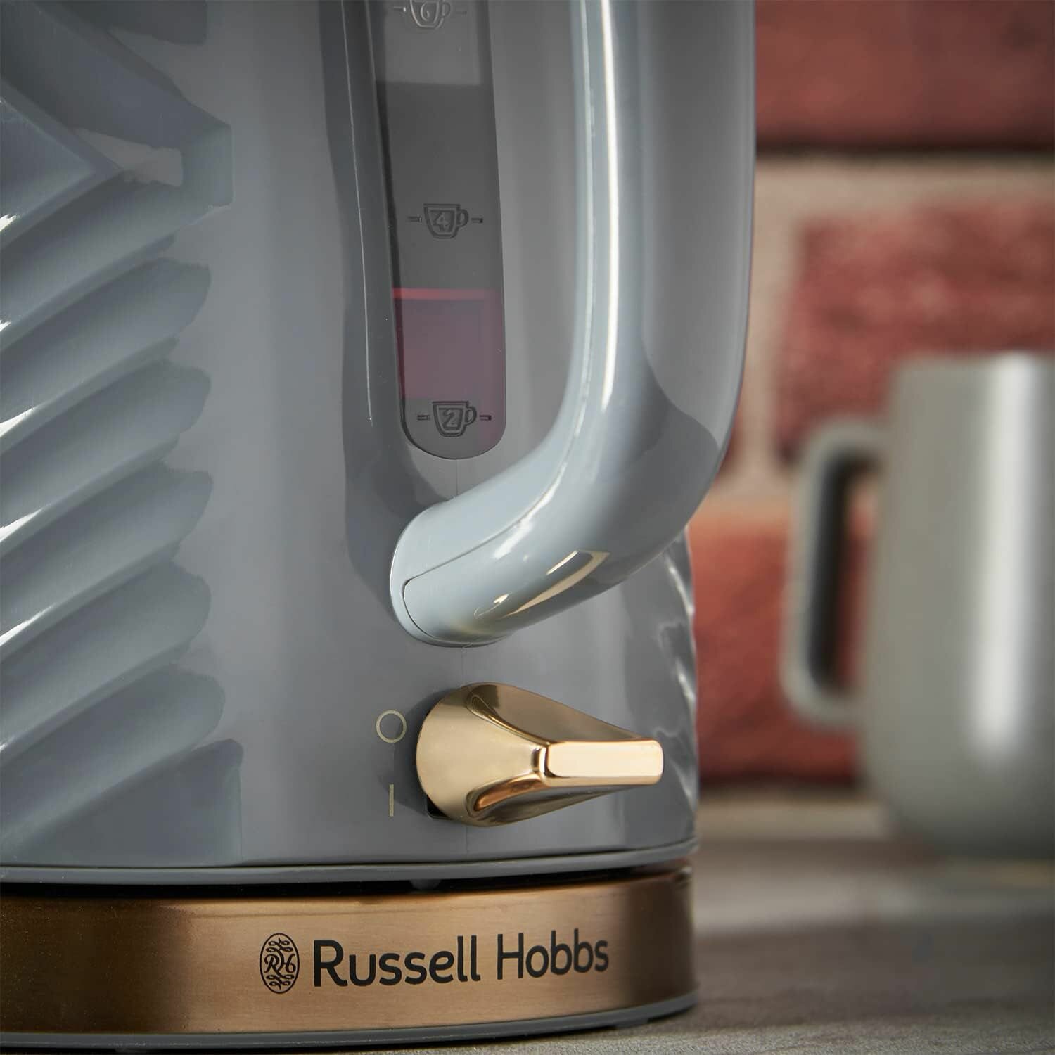 Электрический чайник Russell Hobbs 26380 Groove,беспроводной, 1,7 л, 3000 Вт, серый - фотография № 2