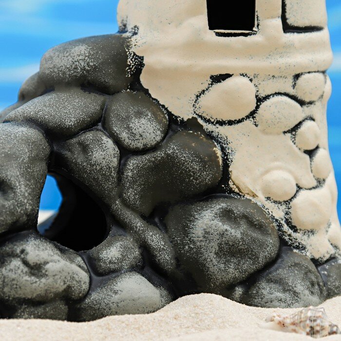 Декор для аквариума "Замок в скале", керамический,15,5 x 13 x 15,5 см, белый - фотография № 6