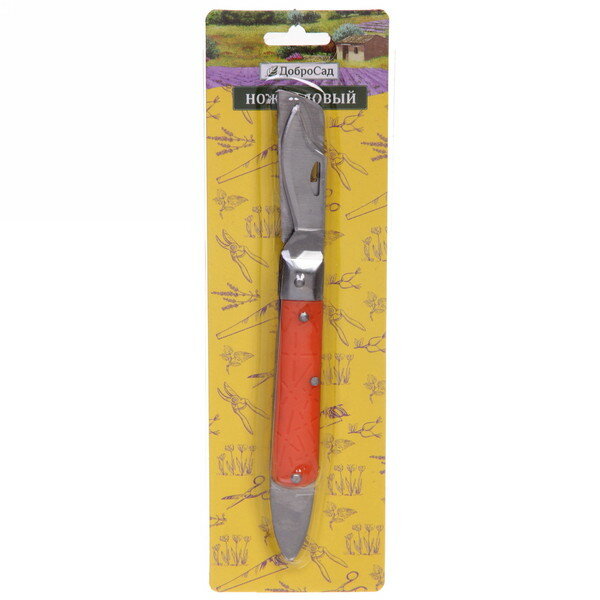 Нож садовый "Помощник" 18,5см складной, с шпателем ДоброСад , 2 шт. - фотография № 1