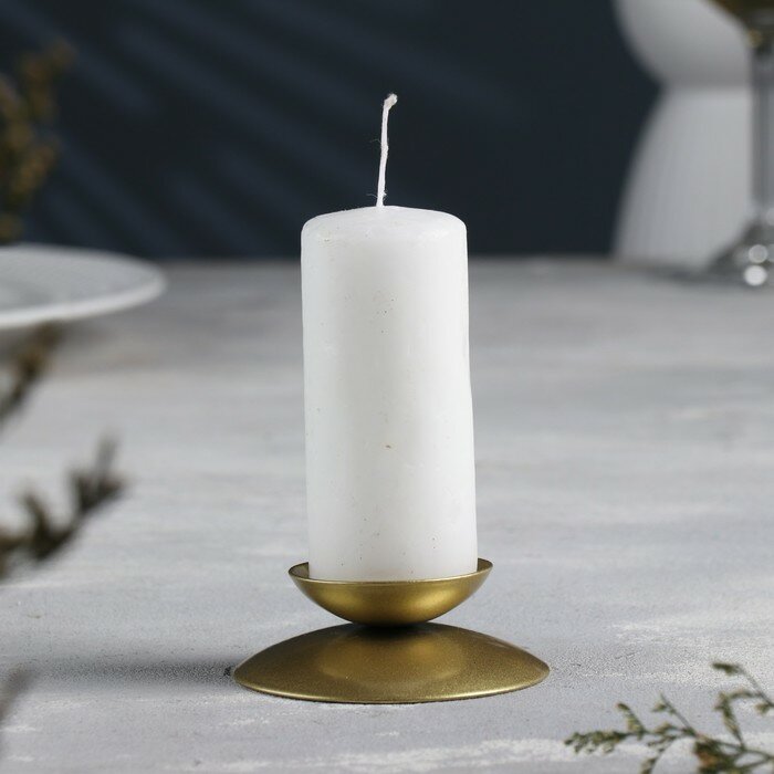 Подсвечник "Гадальный Н" металл на одну свечу, 7,3х3 см, золотой - фотография № 1